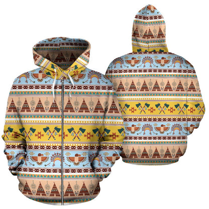 Native American Pattern Design Print Zip Up Hoodie