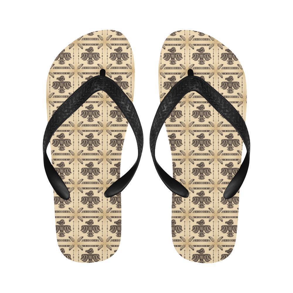 Native American Themed Design Print Flip Flops-JTAMIGO.COM