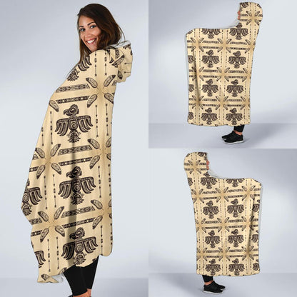 Native American Themed Design Print Hooded Blanket-JTAMIGO.COM