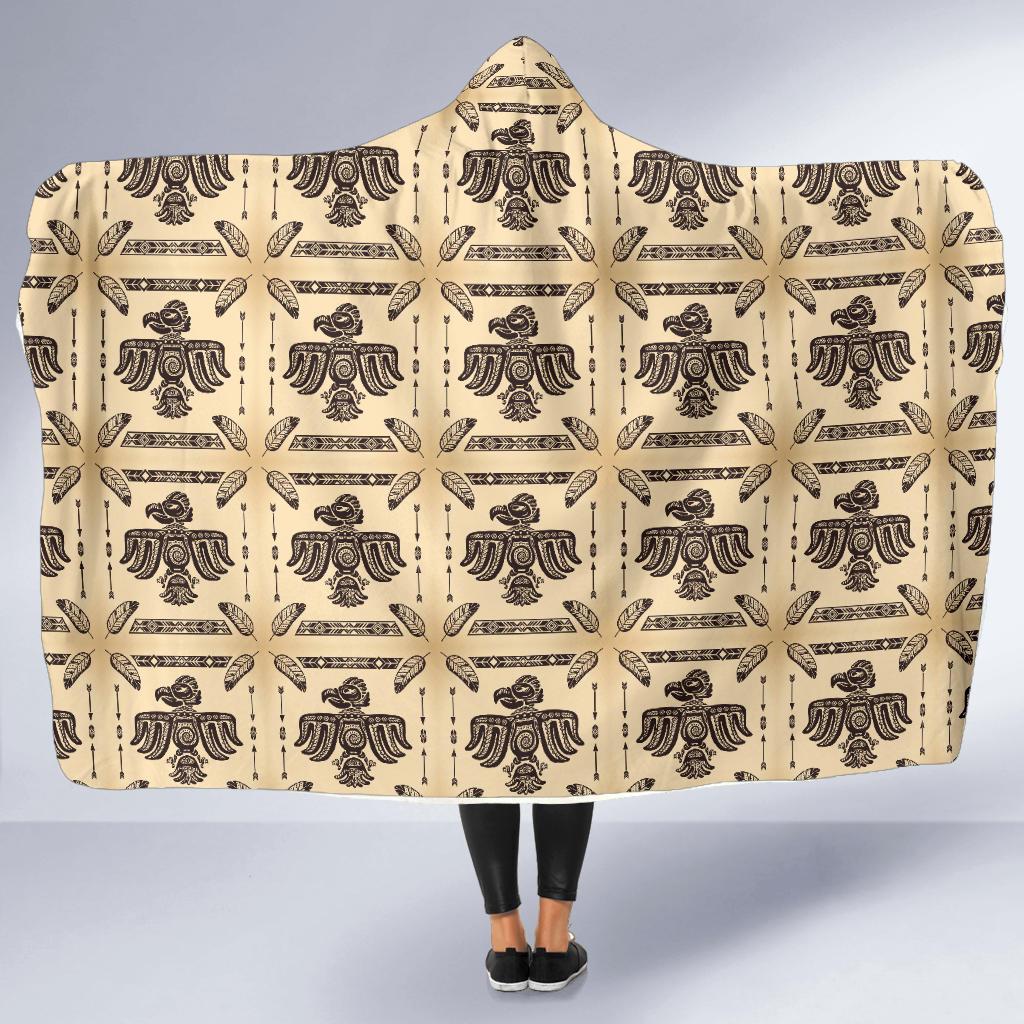 Native American Themed Design Print Hooded Blanket-JTAMIGO.COM