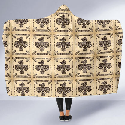 Native American Themed Design Print Hooded Blanket-JTAMIGO.COM