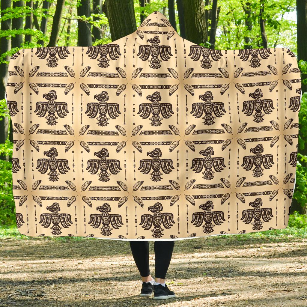 Native American Themed Design Print Hooded Blanket-JTAMIGO.COM