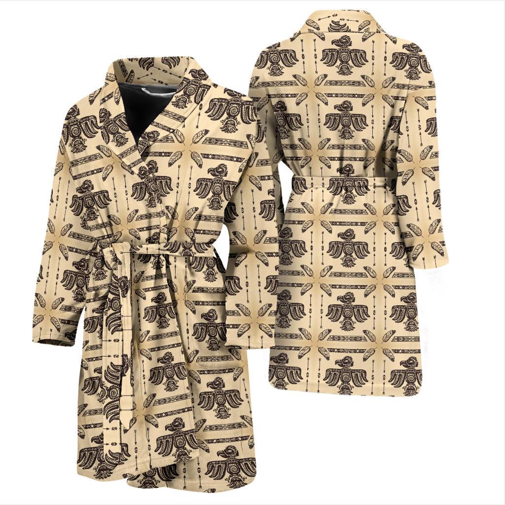 Native American Themed Design Print Men Bath Robe-JTAMIGO.COM