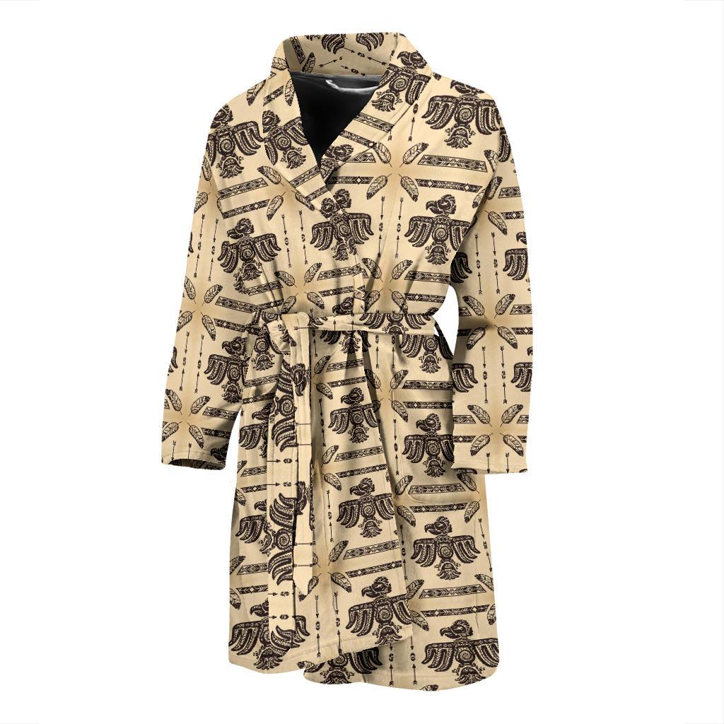 Native American Themed Design Print Men Bath Robe-JTAMIGO.COM