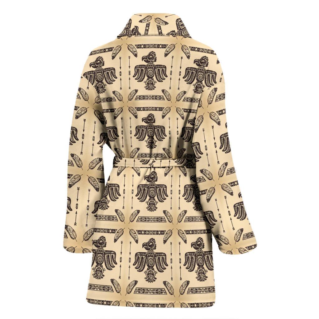Native American Themed Design Print Women Bath Robe-JTAMIGO.COM