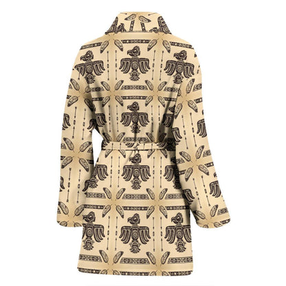 Native American Themed Design Print Women Bath Robe-JTAMIGO.COM
