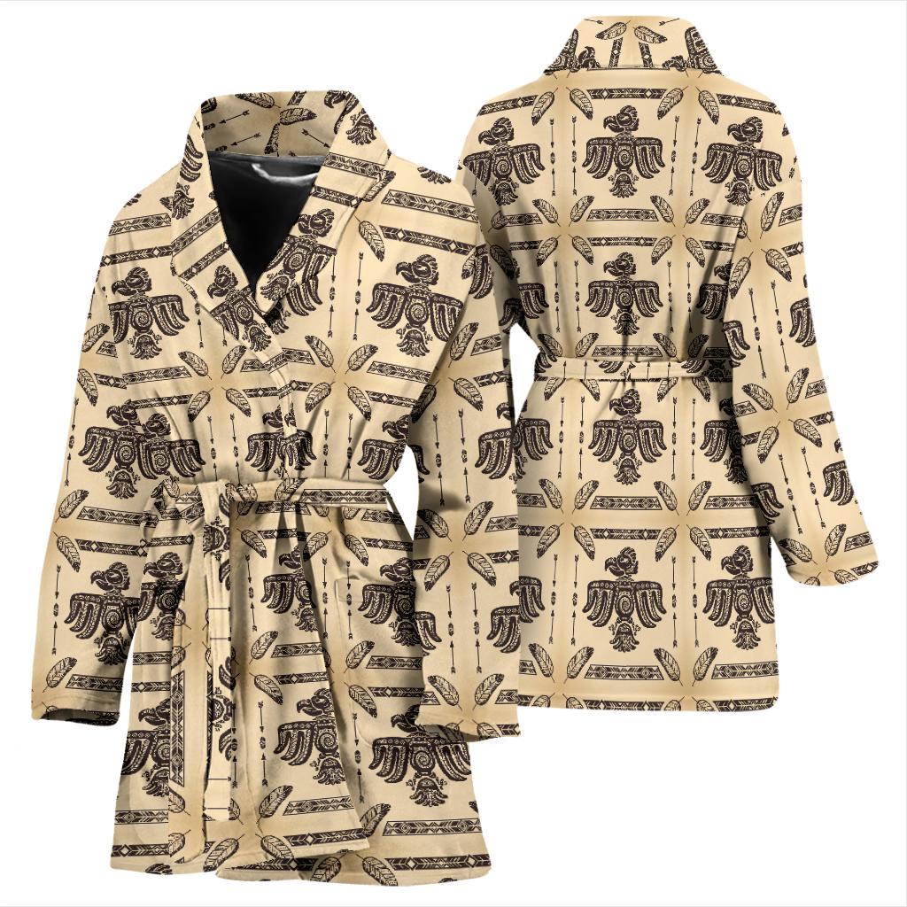 Native American Themed Design Print Women Bath Robe-JTAMIGO.COM