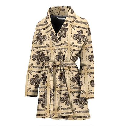 Native American Themed Design Print Women Bath Robe-JTAMIGO.COM