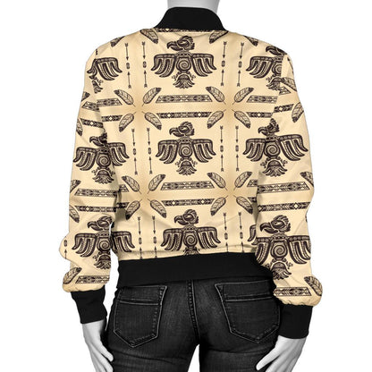 Native American Themed Design Print Women Casual Bomber Jacket