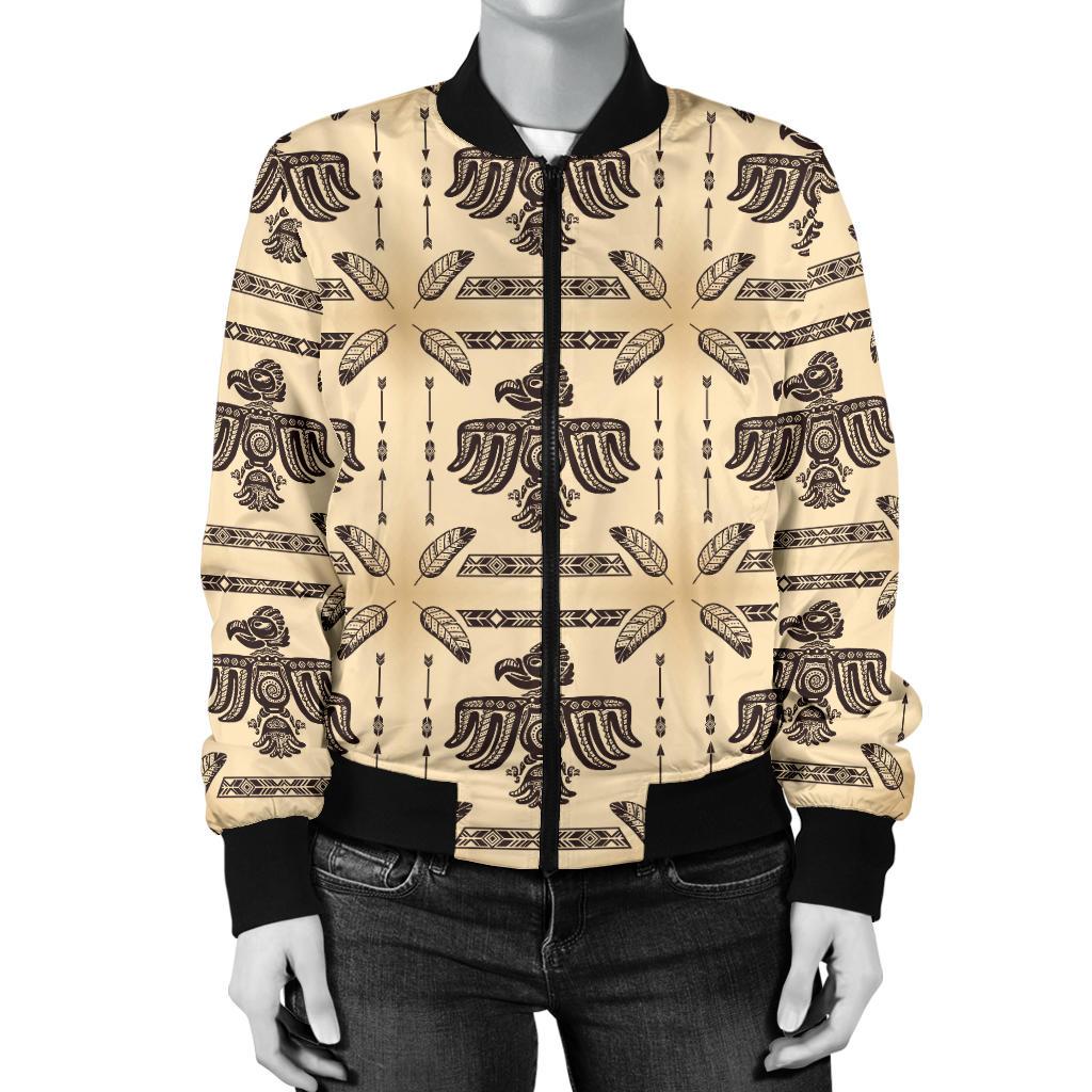 Native American Themed Design Print Women Casual Bomber Jacket