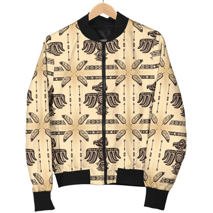 Native American Themed Design Print Women Casual Bomber Jacket