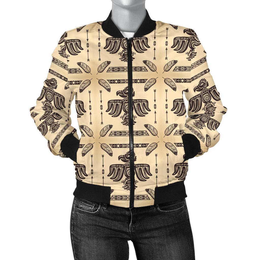 Native American Themed Design Print Women Casual Bomber Jacket
