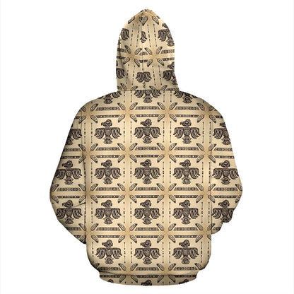 Native American Themed Design Print Zip Up Hoodie