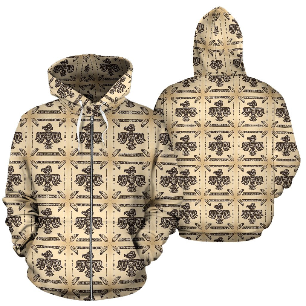 Native American Themed Design Print Zip Up Hoodie