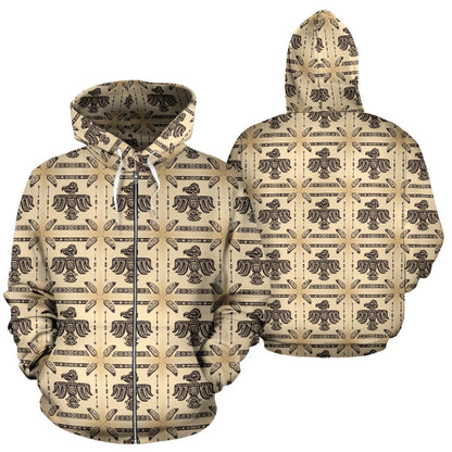 Native American Themed Design Print Zip Up Hoodie