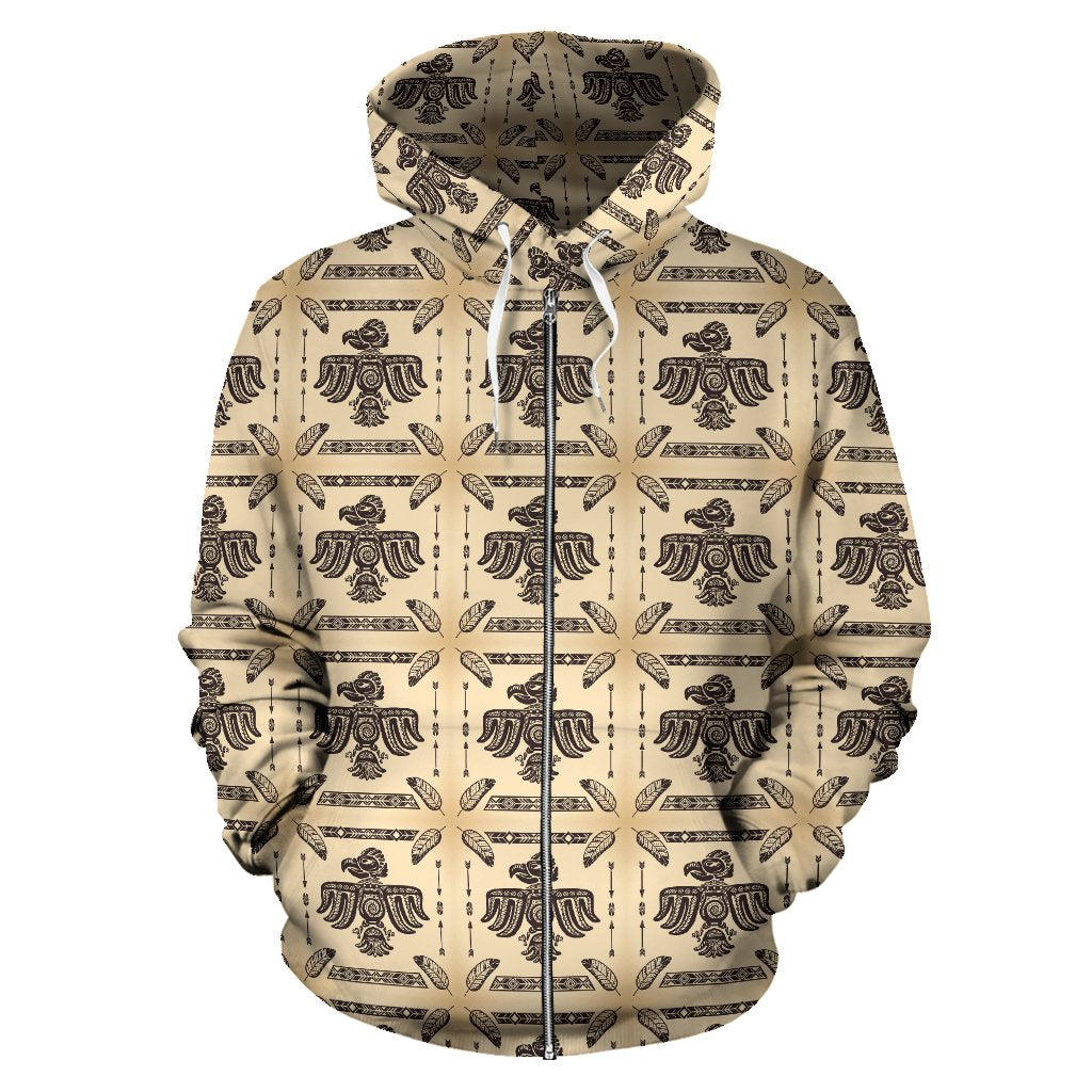 Native American Themed Design Print Zip Up Hoodie