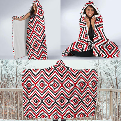 Native American Themed Tribal Print Hooded Blanket-JTAMIGO.COM
