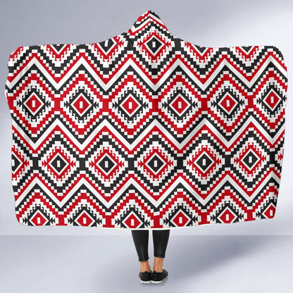 Native American Themed Tribal Print Hooded Blanket-JTAMIGO.COM