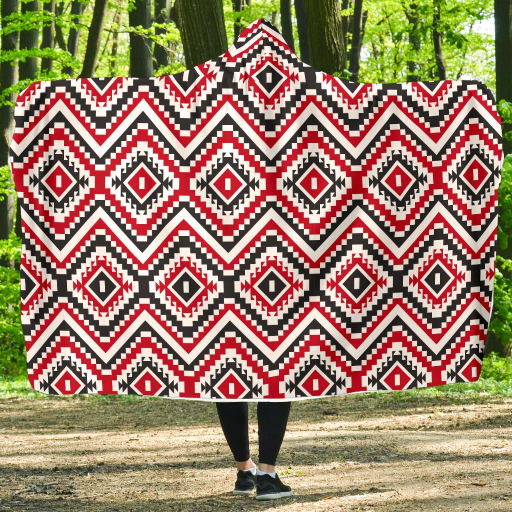 Native American Themed Tribal Print Hooded Blanket-JTAMIGO.COM