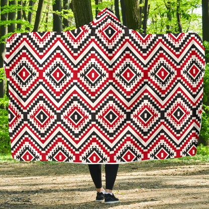 Native American Themed Tribal Print Hooded Blanket-JTAMIGO.COM