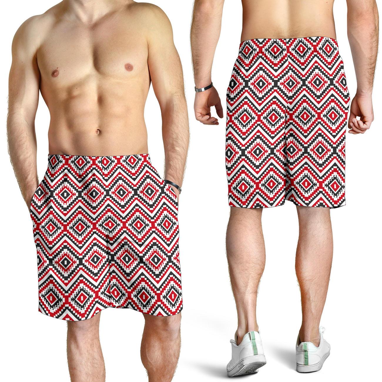 Native American Themed Tribal Print Mens Shorts-JTAMIGO.COM