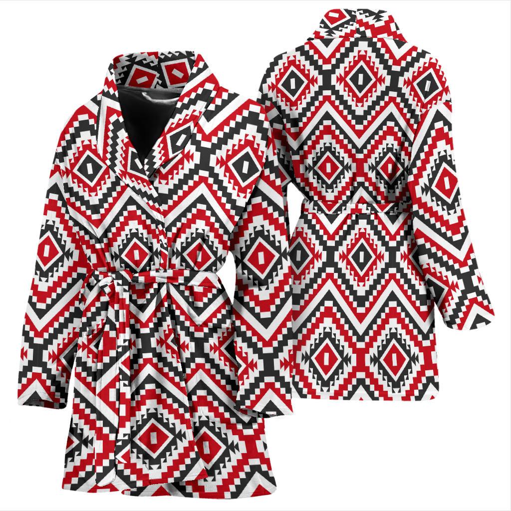 Native American Themed Tribal Print Women Bath Robe-JTAMIGO.COM