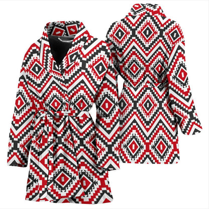 Native American Themed Tribal Print Women Bath Robe-JTAMIGO.COM