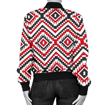 Native American Themed Tribal Print Women Casual Bomber Jacket
