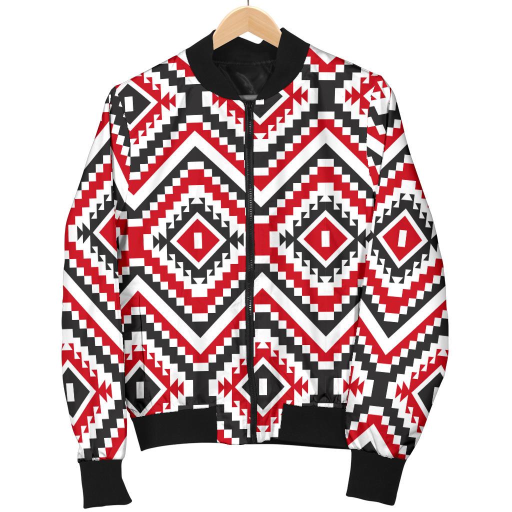 Native American Themed Tribal Print Women Casual Bomber Jacket
