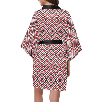 Native American Themed Tribal Print Women Short Kimono Robe