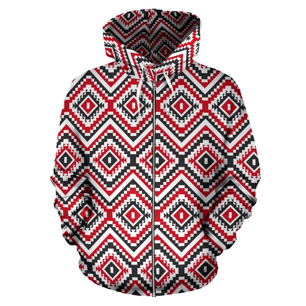 Native American Themed Tribal Print Zip Up Hoodie