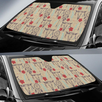 Native Buffalo Head Themed Design Print Car Sun Shade For Windshield