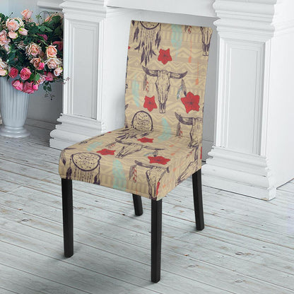Native Buffalo Head Themed Design Print Dining Chair Slipcover-JTAMIGO.COM