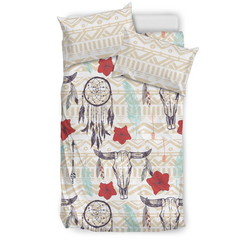 Native Buffalo Head Themed Design Print Duvet Cover Bedding Set