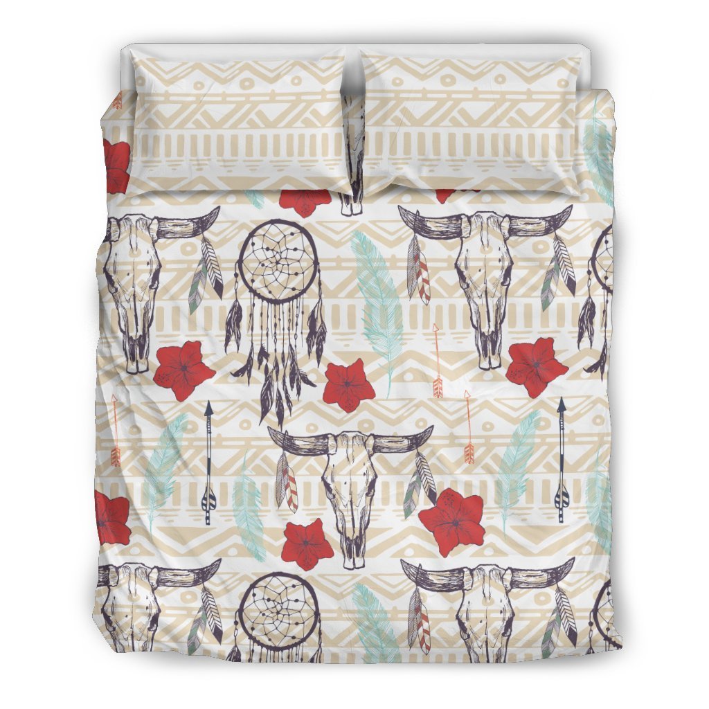 Native Buffalo Head Themed Design Print Duvet Cover Bedding Set