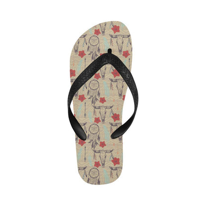 Native Buffalo Head Themed Design Print Flip Flops-JTAMIGO.COM