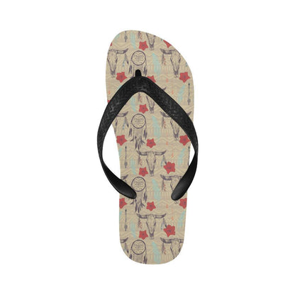 Native Buffalo Head Themed Design Print Flip Flops-JTAMIGO.COM