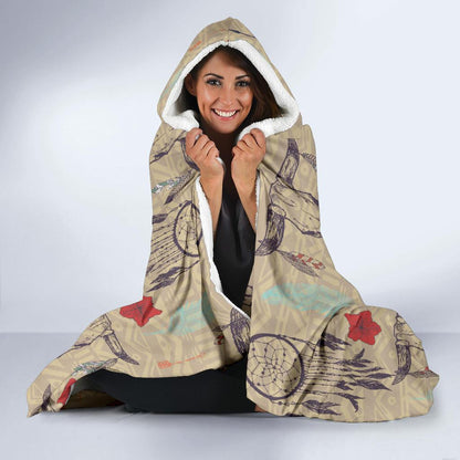 Native Buffalo Head Themed Design Print Hooded Blanket-JTAMIGO.COM