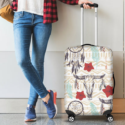 Native Buffalo Head Themed Design Print Luggage Cover Protector