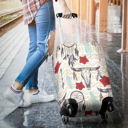 Native Buffalo Head Themed Design Print Luggage Cover Protector
