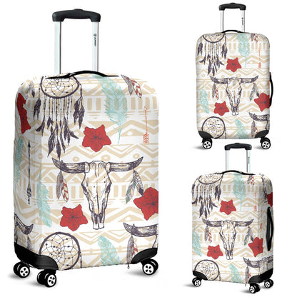 Native Buffalo Head Themed Design Print Luggage Cover Protector