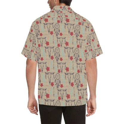 Native Buffalo Head Themed Design Print Men Aloha Hawaiian Shirt