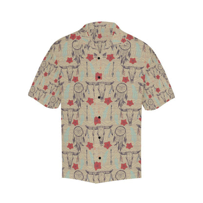 Native Buffalo Head Themed Design Print Men Aloha Hawaiian Shirt