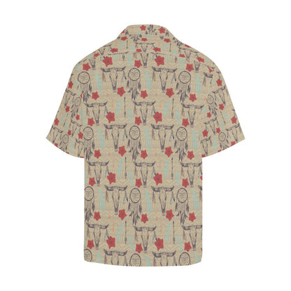 Native Buffalo Head Themed Design Print Men Aloha Hawaiian Shirt