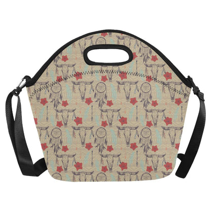 Native Buffalo Head Themed Design Print Neoprene Lunch Bag (Model 1669)(Large)-JTAMIGO.COM