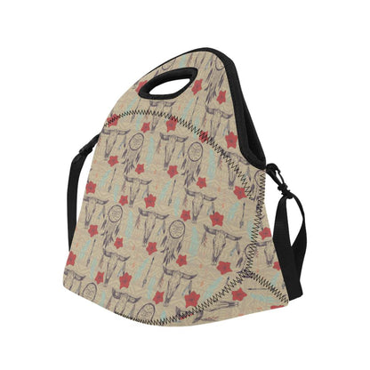 Native Buffalo Head Themed Design Print Neoprene Lunch Bag (Model 1669)(Large)-JTAMIGO.COM
