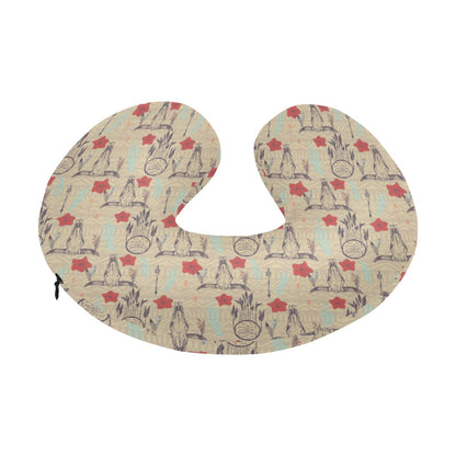 Native Buffalo Head Themed Design Print U-Shaped Travel Neck Pillow-JTAMIGO.COM