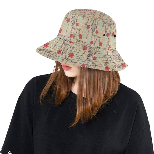 Native Buffalo Head Themed Design Print Unisex Bucket Hat