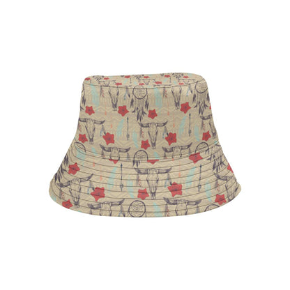 Native Buffalo Head Themed Design Print Unisex Bucket Hat