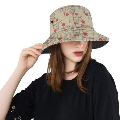 Native Buffalo Head Themed Design Print Unisex Bucket Hat